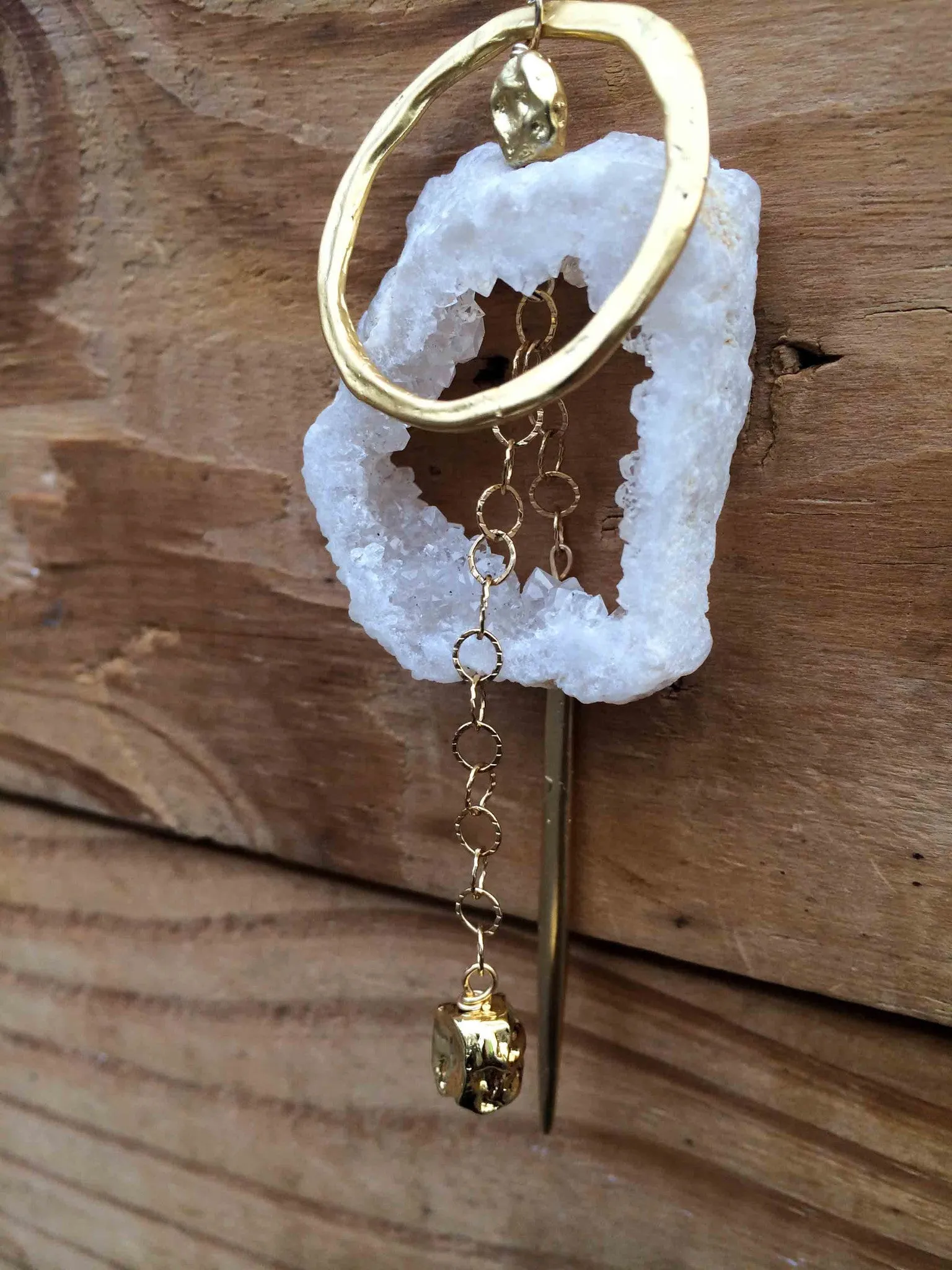 Geode Nature's Glitter Circle Gold Long Necklace
