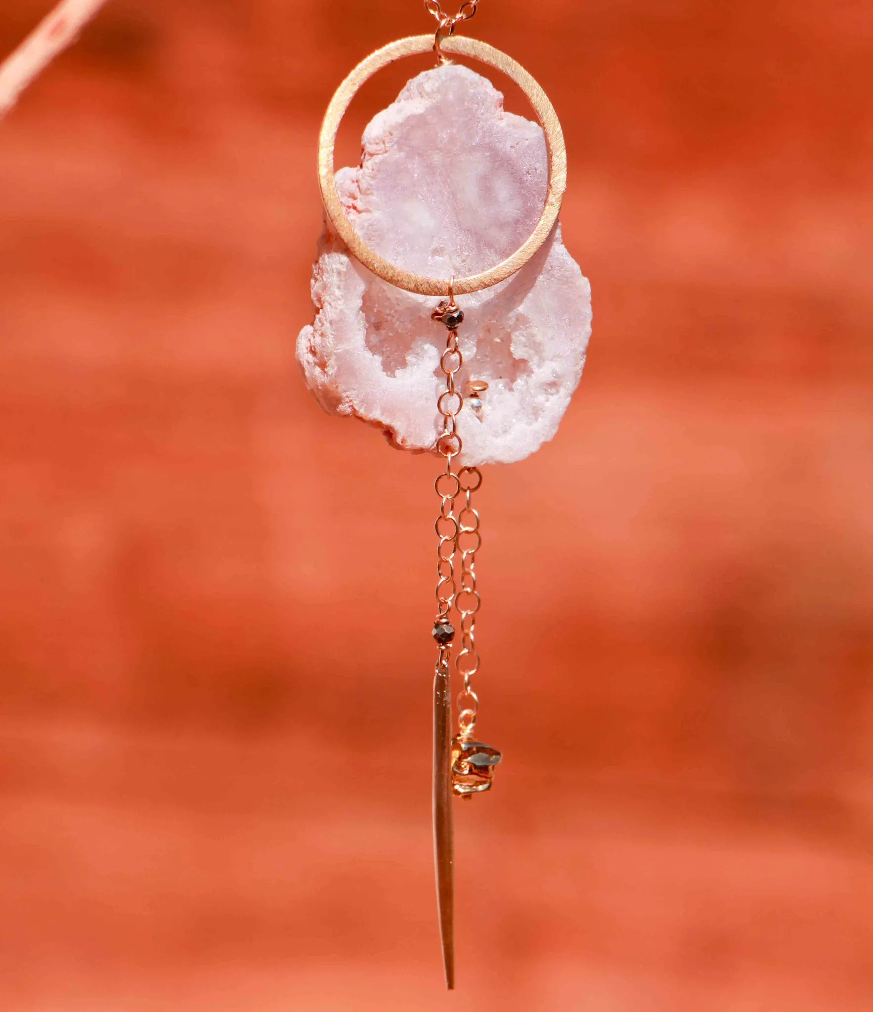 Geode Nature's Glitter Circle Gold Long Necklace