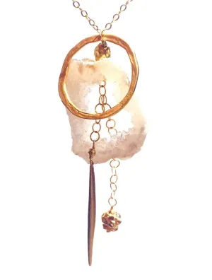 Geode Nature's Glitter Circle Gold Long Necklace