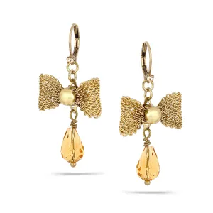 GOLD BOW TIE ORANGE  EARRINGS #280BR3101 (7D6/6C2)