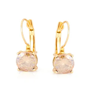 GOLD CHAMPAGNE CRYSTAL DROP  EARRINGS #SQ787-E7715GSH