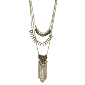 GOLD LAYERED TASSEL NECKLACES #SQ3963G (LH18)