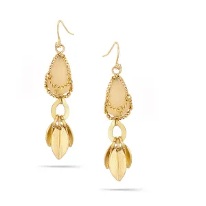 GOLD LEAF NATURAL STONE TEARDROP EARRINGS #170NT3401 (4C1)
