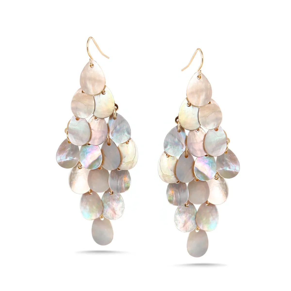 GOLD MOTHER OF PEARL TEARDROP EARRING #SQ6378