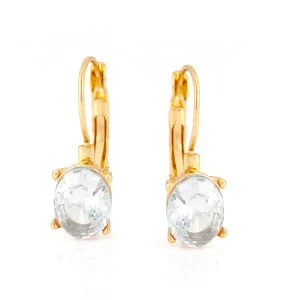 GOLD OVAL CRYSTAL DROP EARRINGS #SQ787-E7715GX-OG (AB16)