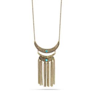 GOLD TURQUOISE TASSEL  NECKLACES #SQ312-2106G (SD7)