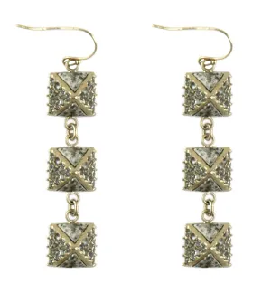 GOLD TUSCANY TRIPLE PYRAMID EARRINGS