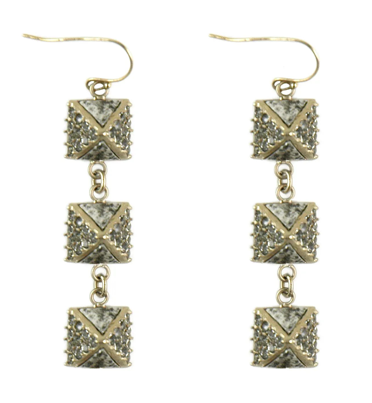GOLD TUSCANY TRIPLE PYRAMID EARRINGS