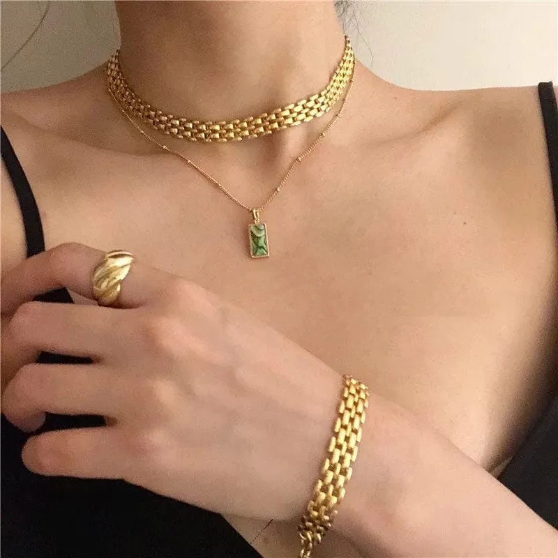 Gold Watch Band Necklace