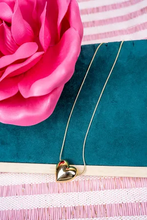 Goldtone Bubble Heart Necklace