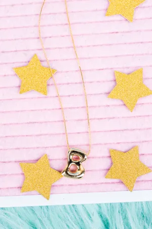 Goldtone Bubble Initial 'B" Necklace