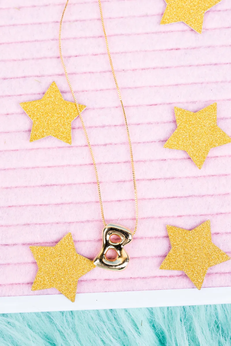 Goldtone Bubble Initial 'B" Necklace