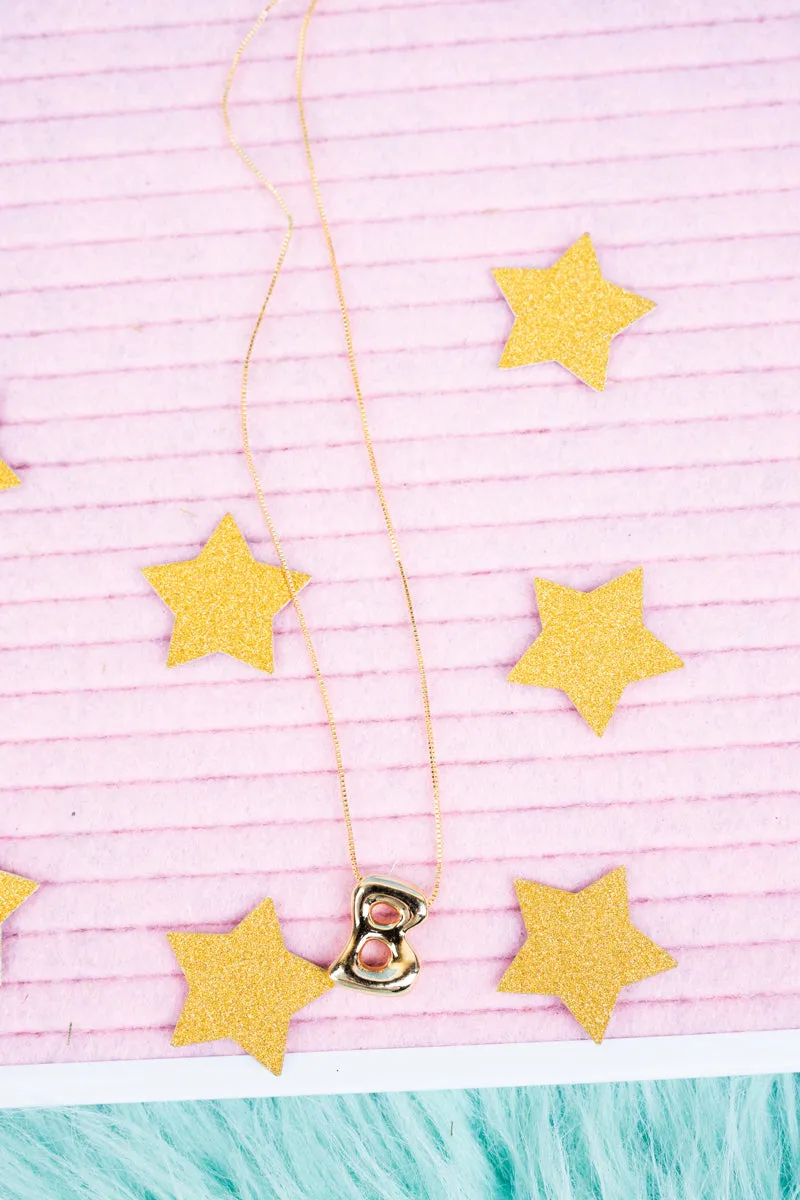 Goldtone Bubble Initial 'B" Necklace