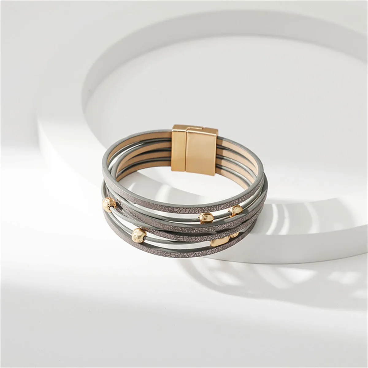 Gray Polystyrene & 18K Gold-Plated Layered Beaded Bracelet