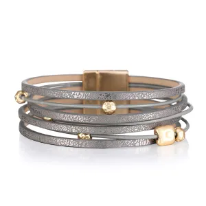 Gray Polystyrene & 18K Gold-Plated Layered Beaded Bracelet
