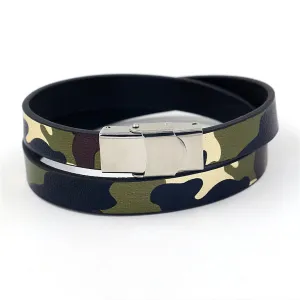 Green Polyurethane & Silver-Plated Camouflage Polystyrene Bracelet