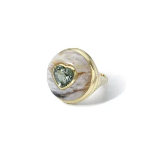 Green Tourmaline & Agate Lollipop Ring