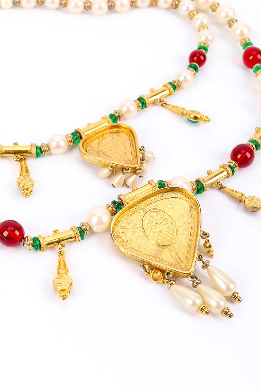 Gripoix Pearl Heart Necklace and Earrings Set