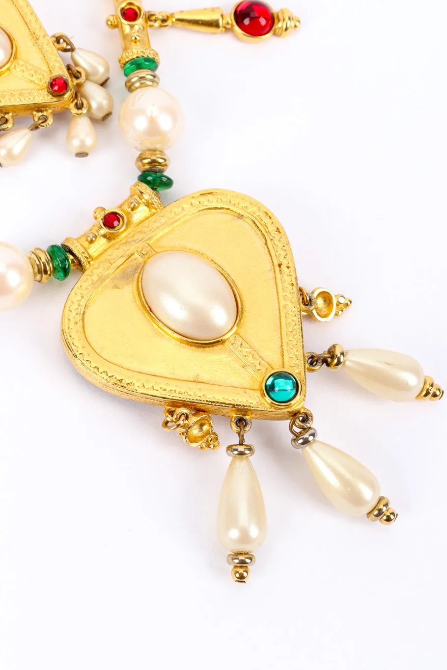 Gripoix Pearl Heart Necklace and Earrings Set
