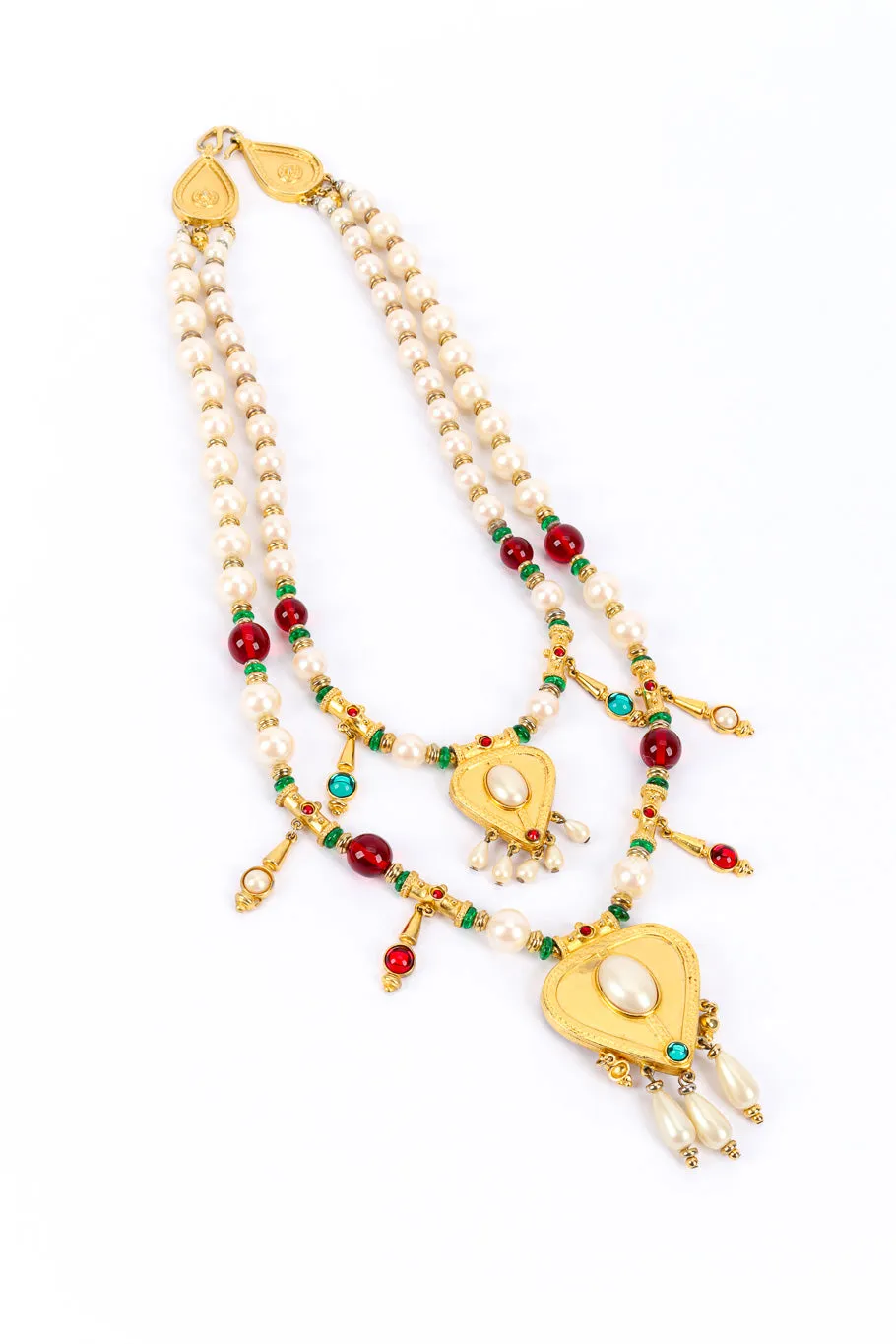 Gripoix Pearl Heart Necklace and Earrings Set