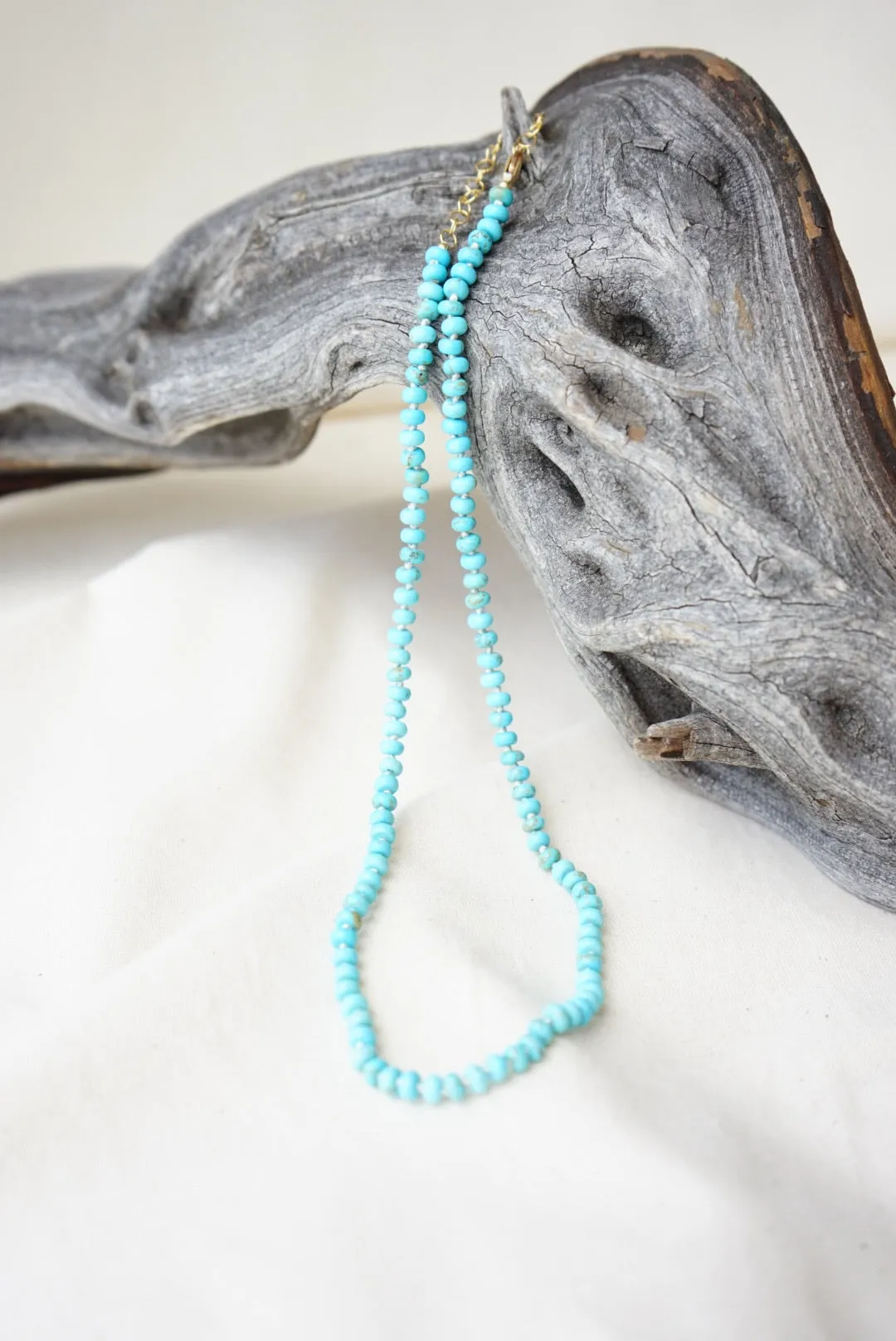 Hand Knotted Turquoise Rondelles Necklace