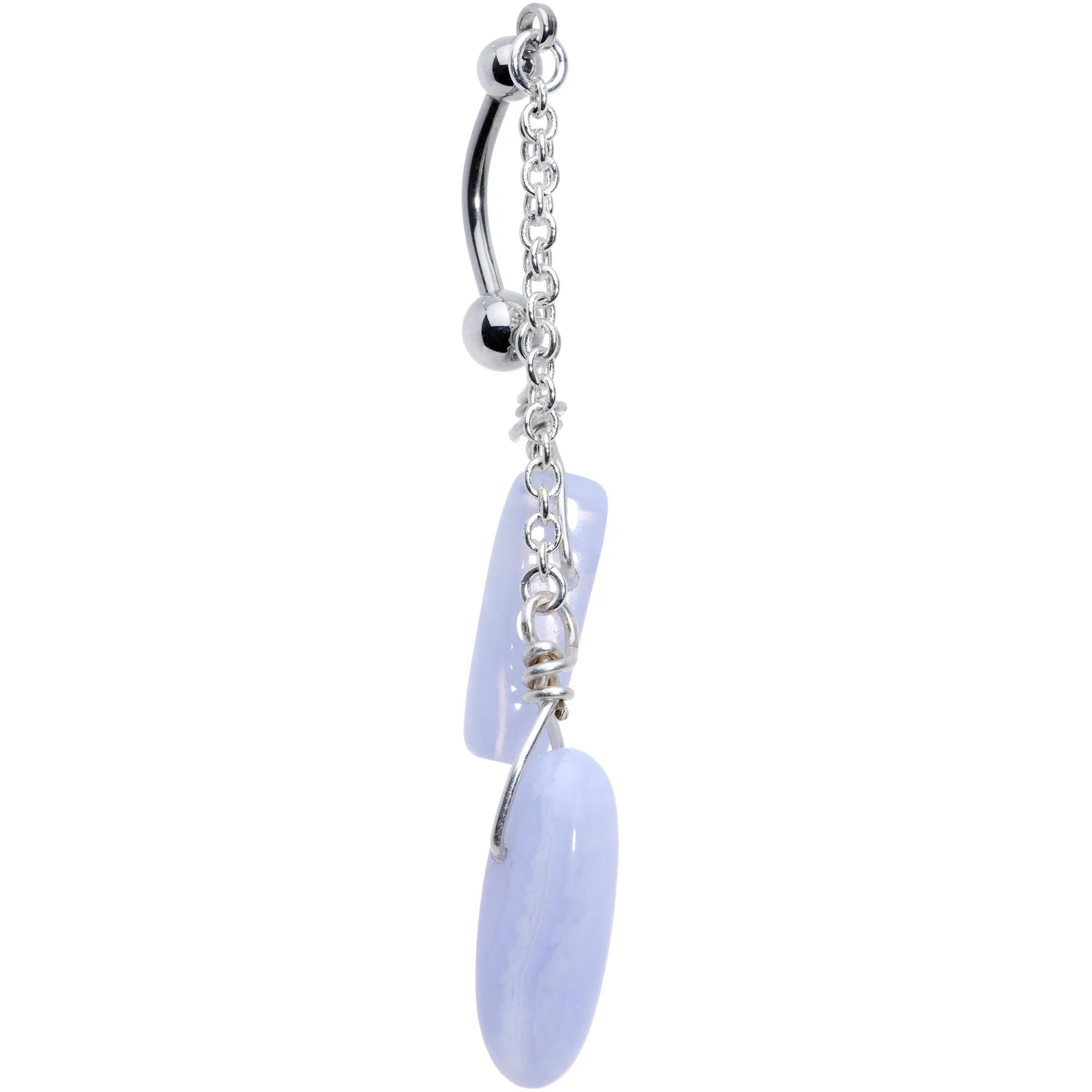 Handcrafted Blue Lace Agate Reversible Dangle Belly Ring