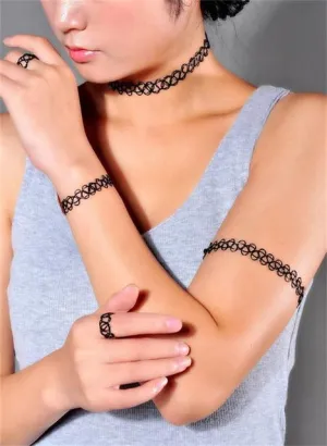 Handmade Hot Selling Vintage Stretch Tattoo bracelet Gothic Punk Grunge Henna Elastic with bracelet