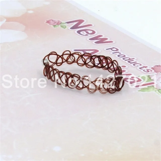 Handmade Hot Selling Vintage Stretch Tattoo bracelet Gothic Punk Grunge Henna Elastic with bracelet