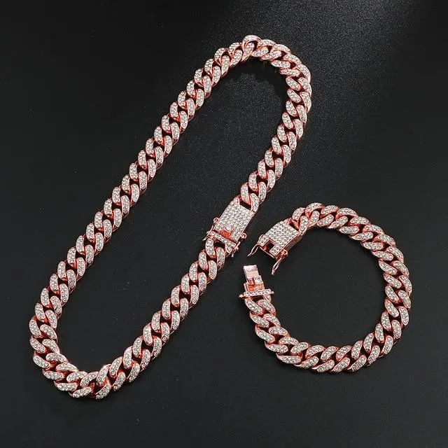 Hip Hop 13MM Bling Rapper Necklaces Set