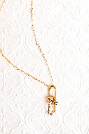 Holding Hands Crystal Goldtone Necklace