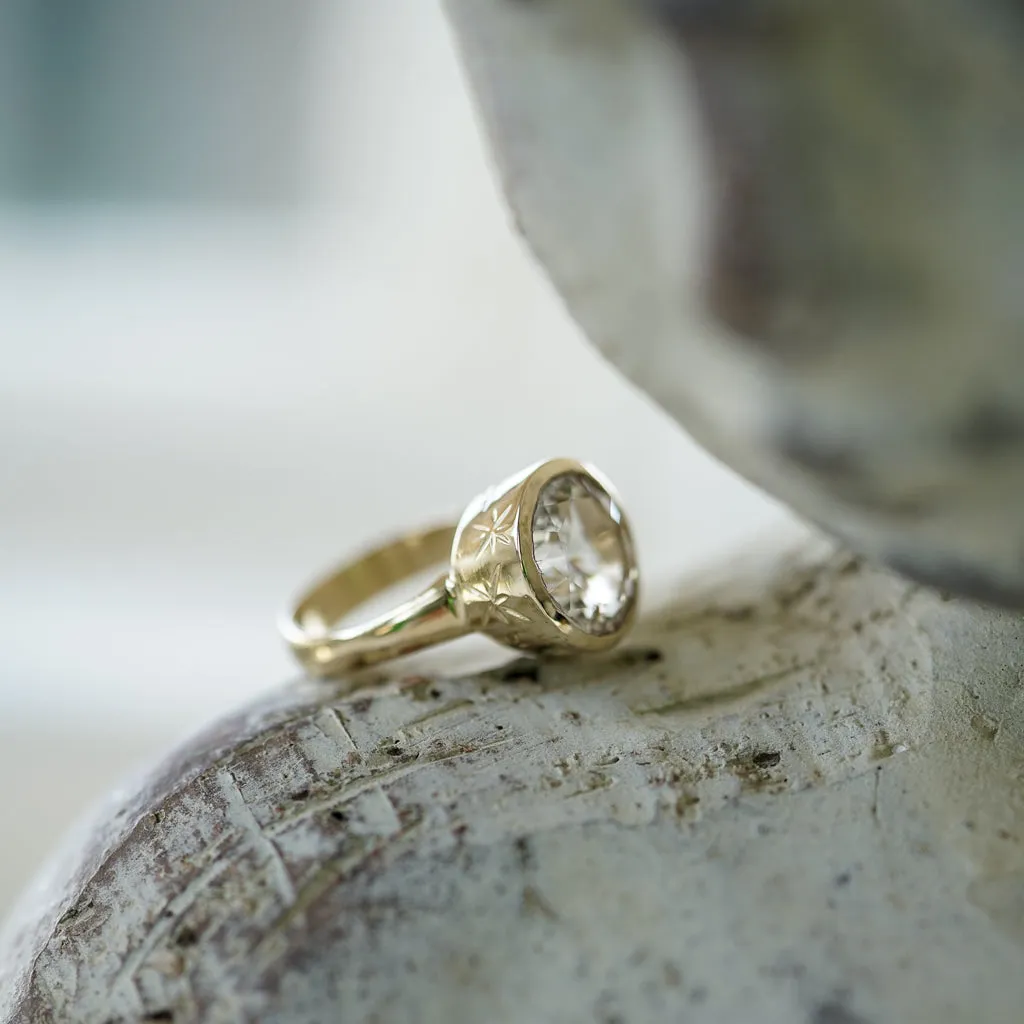 Illusion Round Cut Gold solitaire ring
