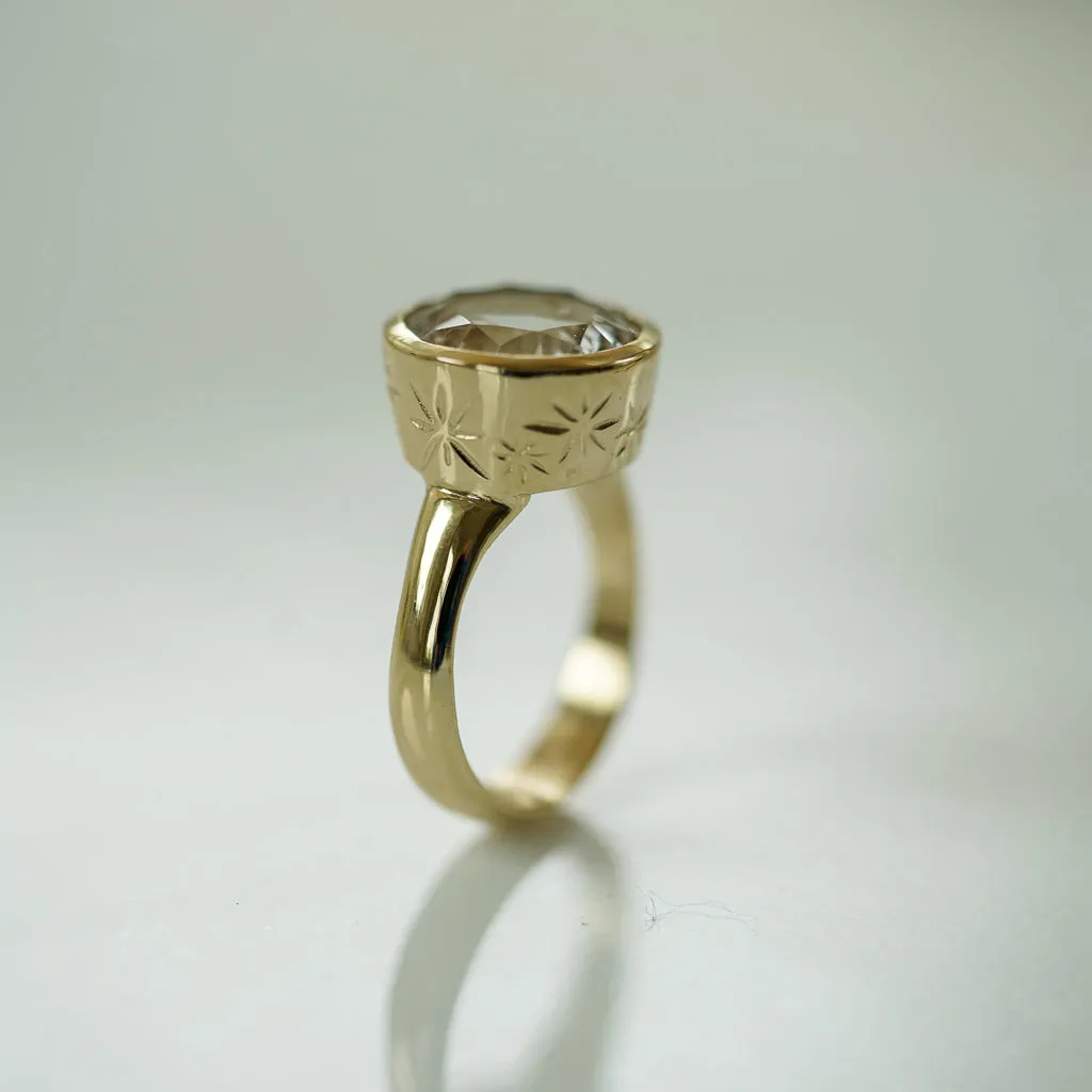 Illusion Round Cut Gold solitaire ring