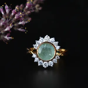 INTERLOCKING Green Quartz & Diamond Crossover Ring Set