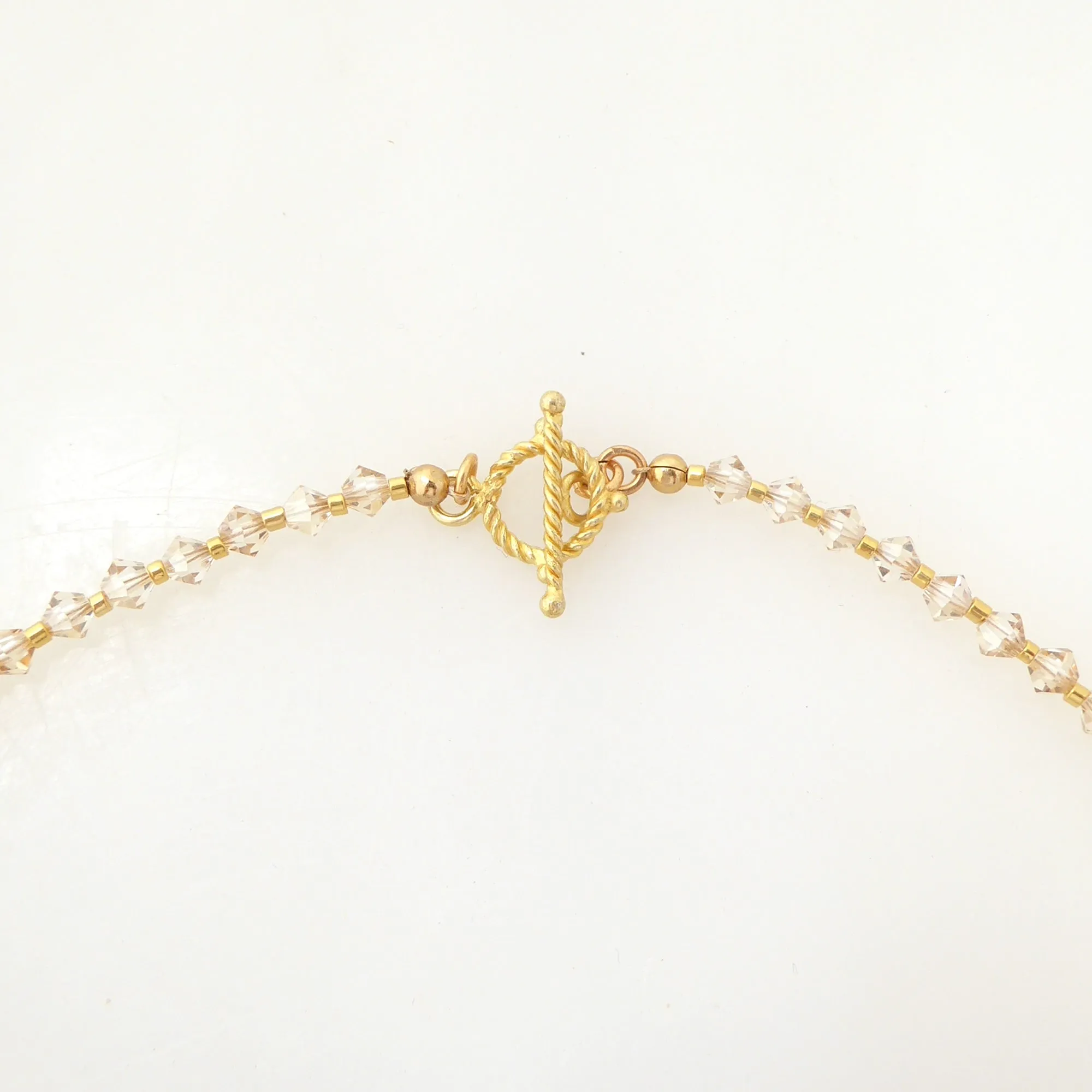 Iridescent peach moonstone beaded necklace
