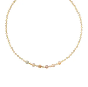 Iridescent peach moonstone beaded necklace