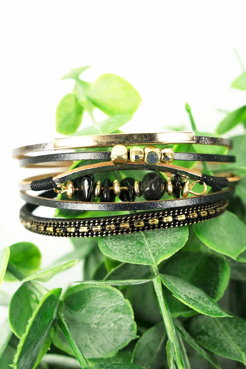 Kacy Black Multi-Strand Magnetic Bracelet