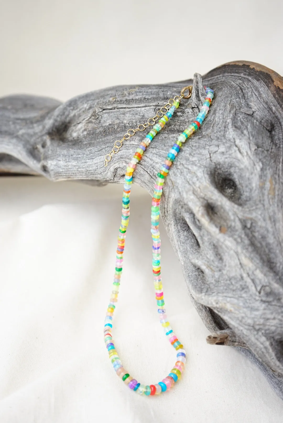 Knot Mini Rainbow Opals Layering Necklace