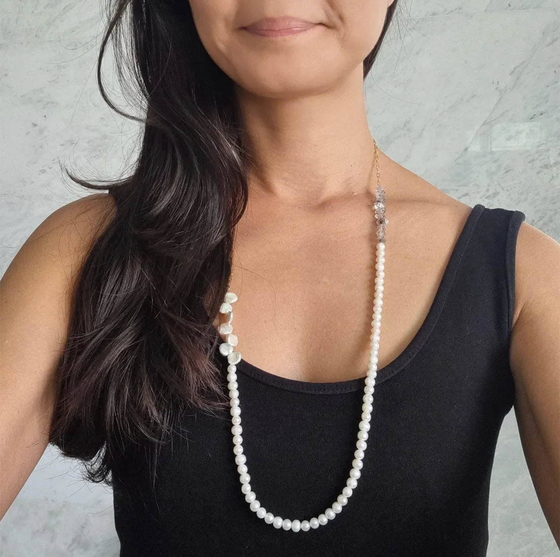 Lady Grey | long pearl chain necklace