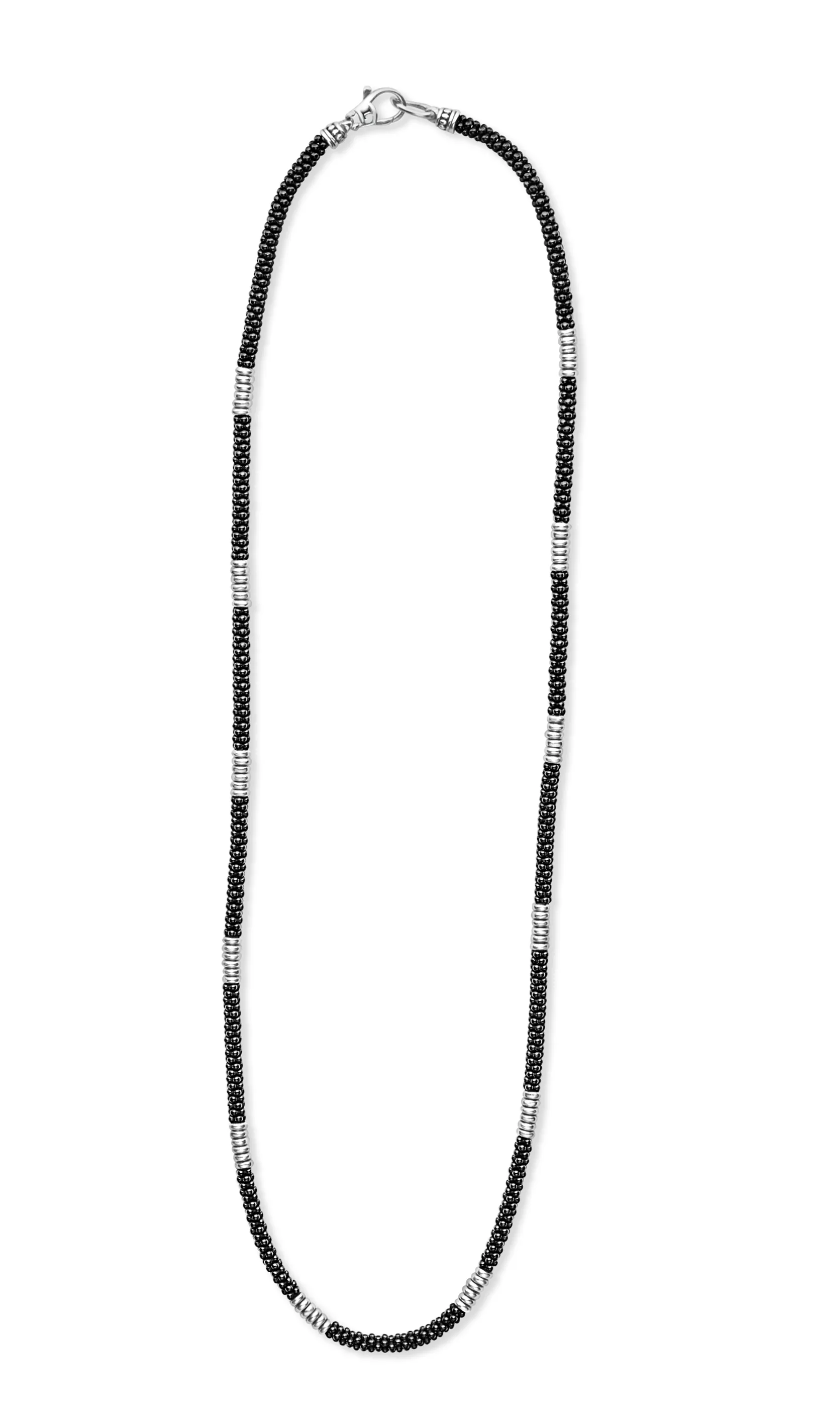LAGOS Black Caviar Silver Station Ceramic Beaded Necklace