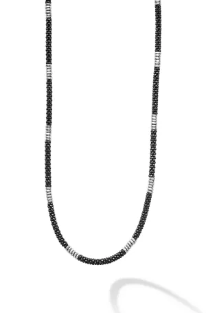 LAGOS Black Caviar Silver Station Ceramic Beaded Necklace