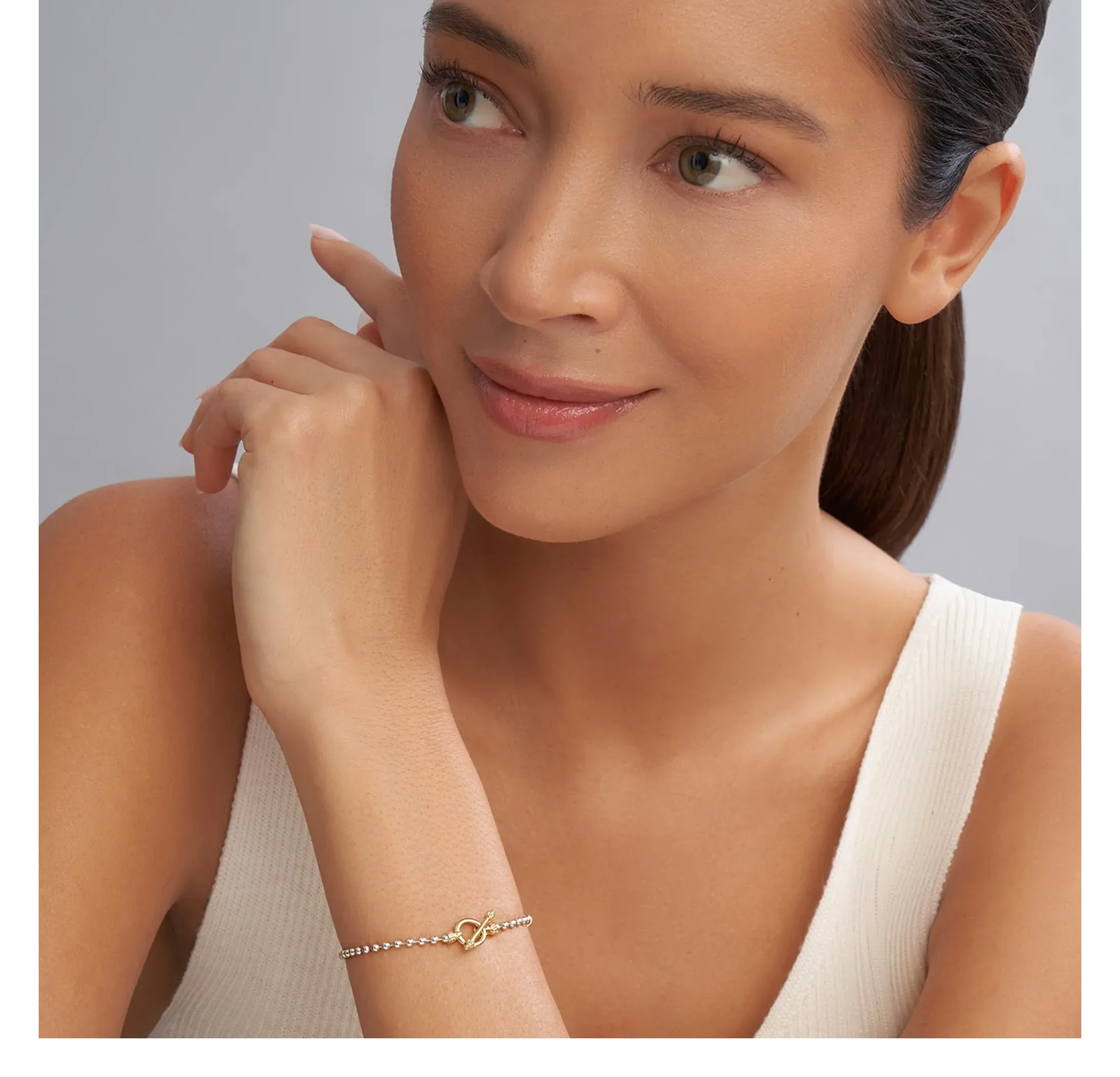 LAGOS Signature Caviar Two-Tone Beaded Toggle Bracelet