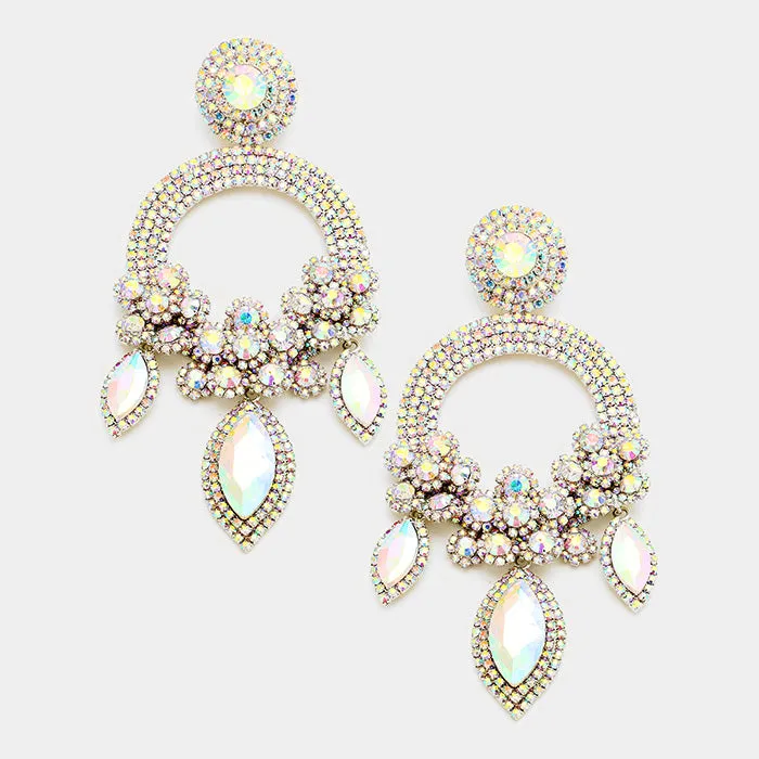 Large Long Elegant AB Chandelier Pageant Prom Earrings | 364523