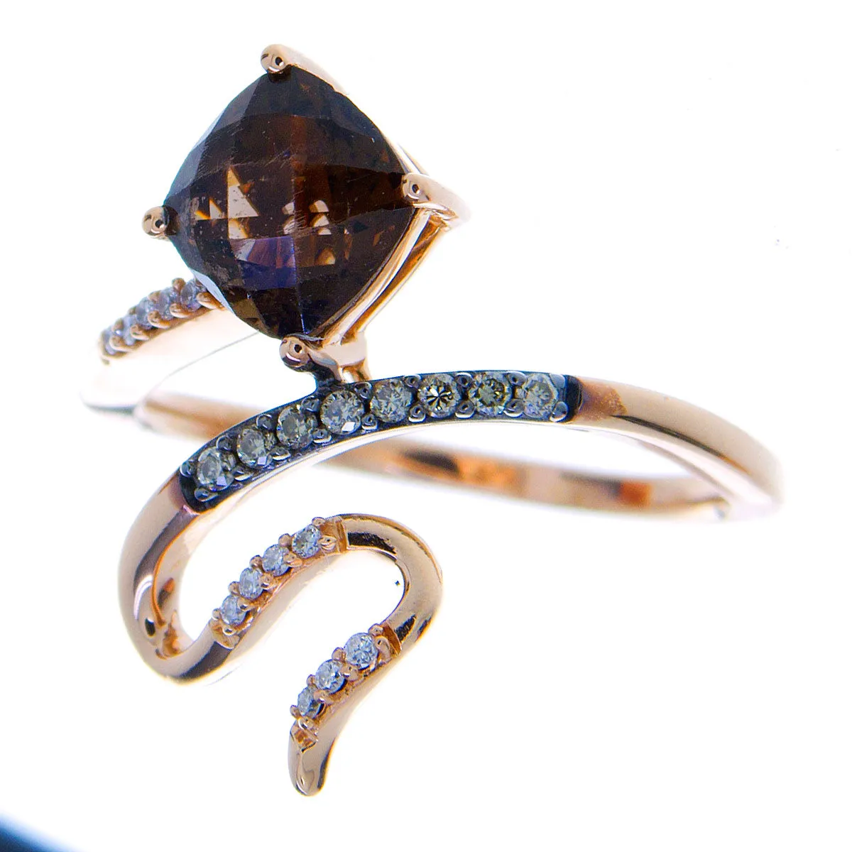 LeVian Chocolate Quartz & Diamond Snake Ring