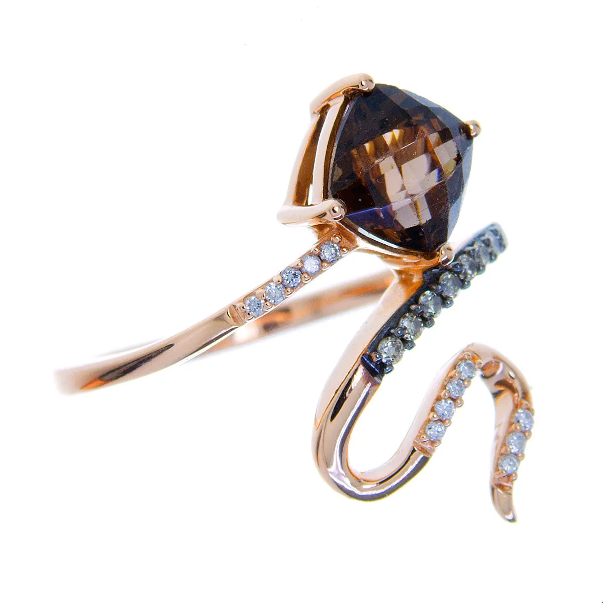 LeVian Chocolate Quartz & Diamond Snake Ring