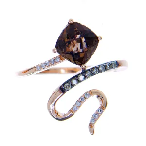 LeVian Chocolate Quartz & Diamond Snake Ring