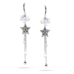 LIGHT BLUE CRYSTAL TASSEL EARRINGS #193WH3501 (2B3)