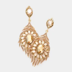 Light Topaz Crystal and Rhinestone Chandelier Earrings | Pageant Earrings | 283413