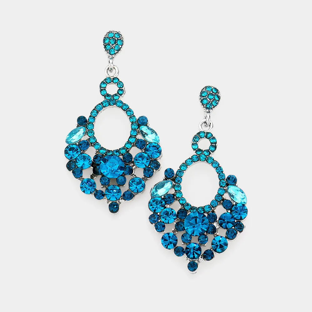 Little Girls Teal Chandelier Pageant Earrings | 300733