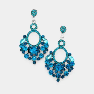 Little Girls Teal Chandelier Pageant Earrings | 300733