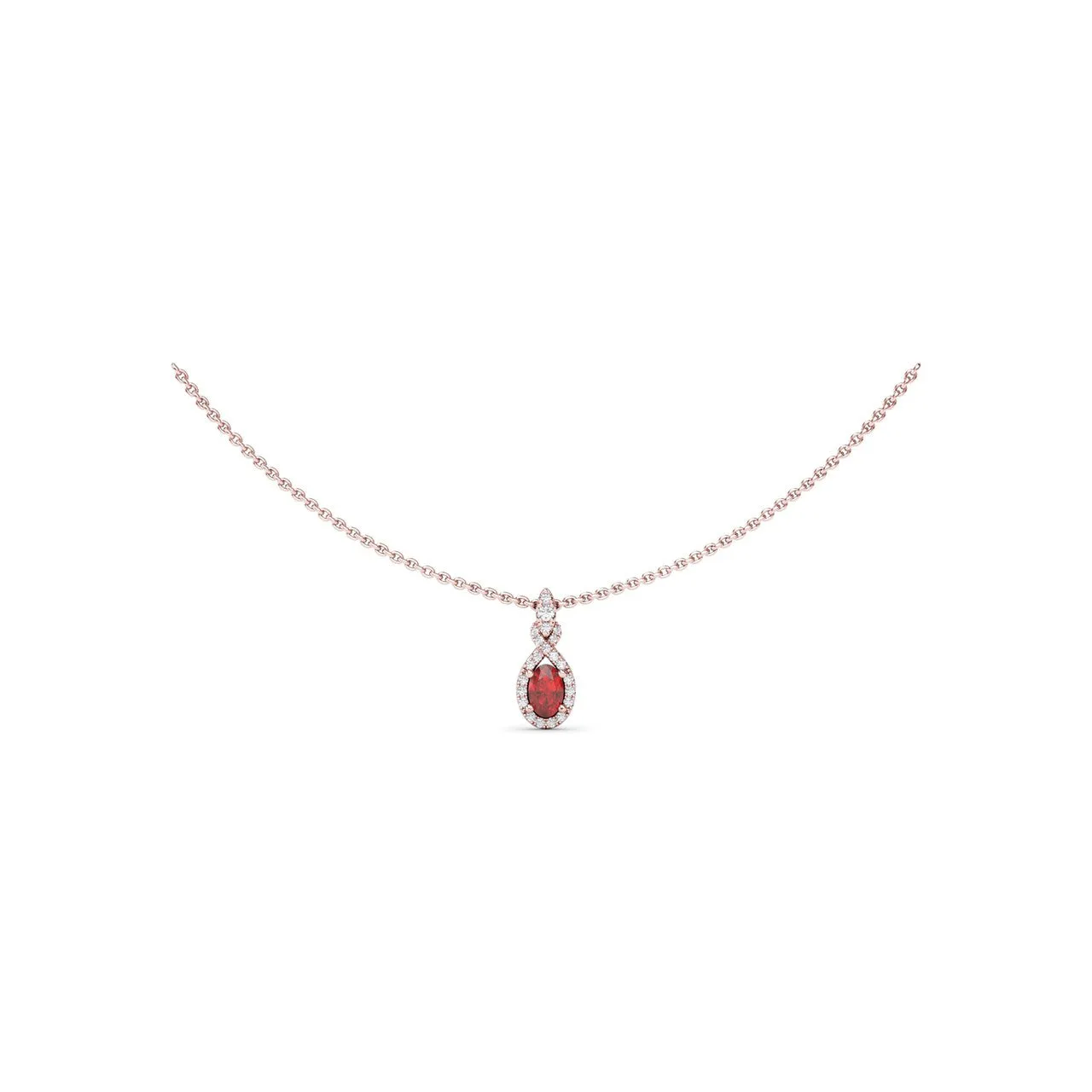 Love Knot Ruby and Diamond Pendant